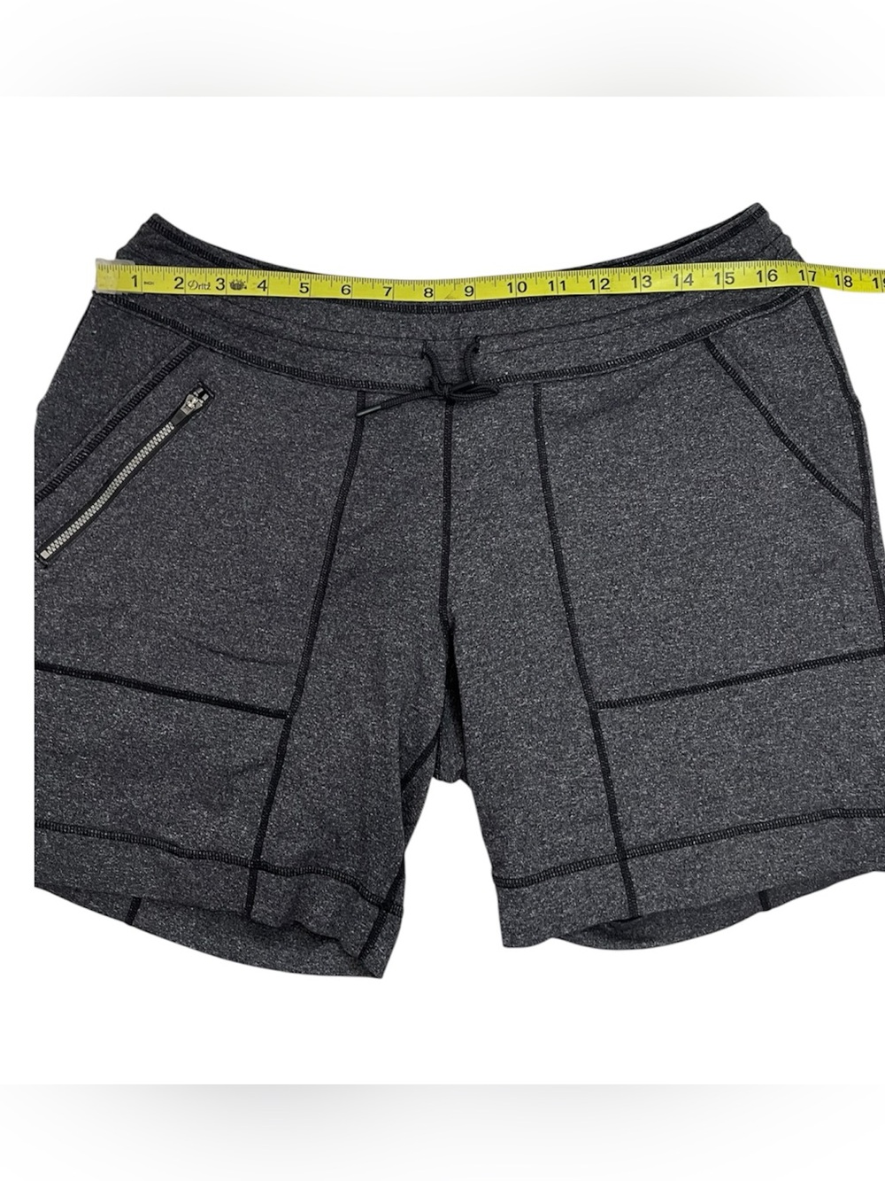 Title Nine Heathered Charcoal Grey Athletic Drawstring Shorts Golf Active Large - Picture 3 of 7